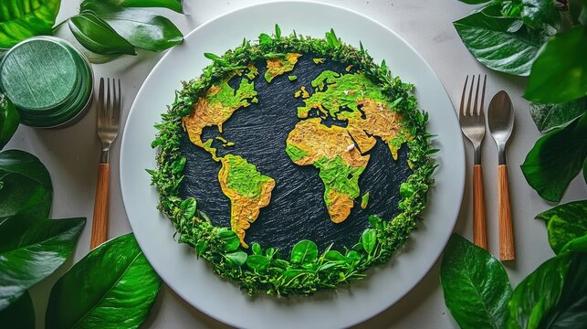 Earth on a plate promoting sustainable eating habits