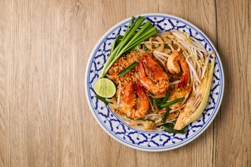 Stir fried thai noodles with shrimps ,Thai called Pad  thai