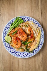Stir fried thai noodles with shrimps ,Thai called Pad  thai