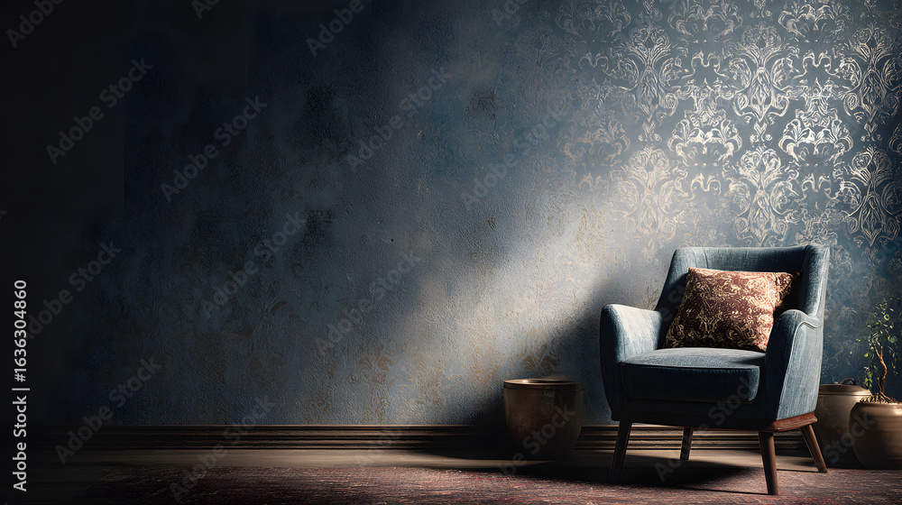 Poster abstract wallpaper with moody hues damask patterns and a soft glowing vignette backdrop