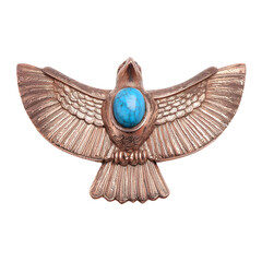 Bronze bird pendant with turquoise gem