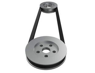 V-Belt Pulley Drive Mechanism: Clean 3D Render of Essential Machine Elements for Efficient Power Transfer in Industrial Automation, Automotive and Mechanical Engineering Design with Transparent PNG