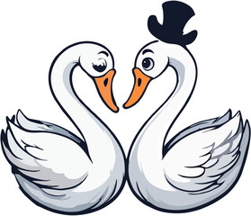 A pair of white swans symbolises love.