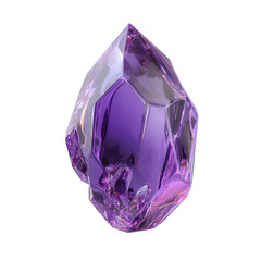 Purple crystal gem stone isolated on transparent background, a precious mineral with facets that sparkle and glitter, used in jewelry and decoration