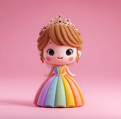 Cute chibi-style character, a colorful rainbow princess