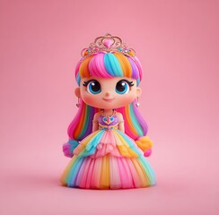Cute chibi-style character, a colorful rainbow princess