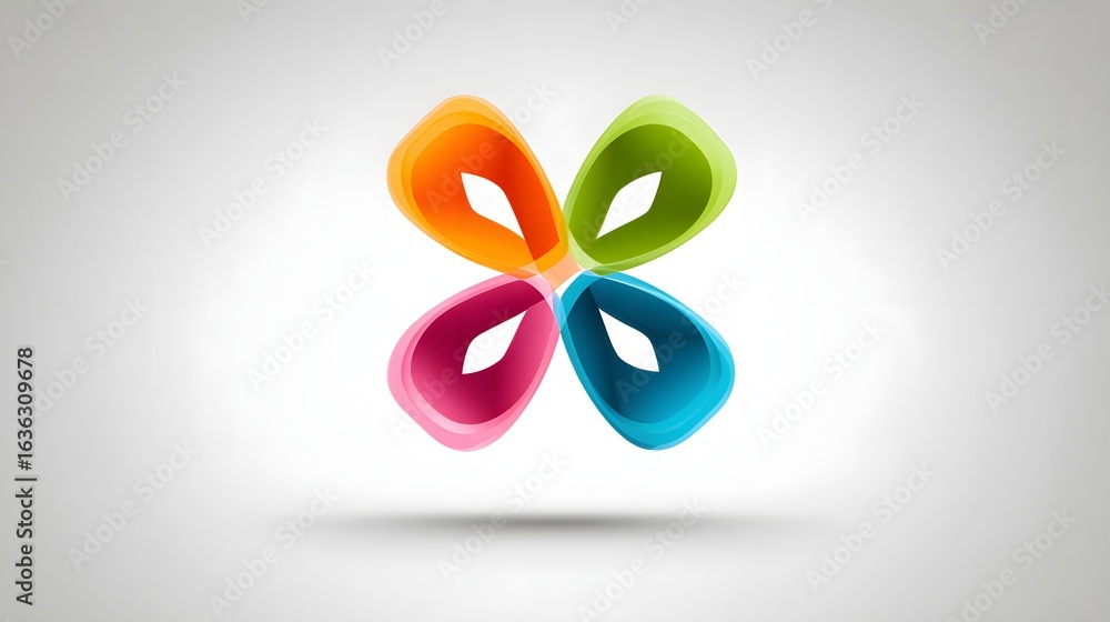 Poster multicolored abstract design with overlapping shapes.
