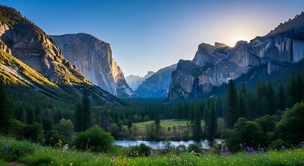 Majestic Yosemite Valley Landscape at Sunset
