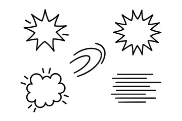 Dynamic illustrations of various explosion and burst effects for creative design work