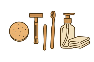 Essential grooming items for daily personal care in a minimalist setup