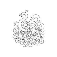 Elegant Line Art Peacock Illustration A Black and White Design