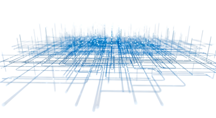 Minimalistic scatter plot with bright blue dots and connecting trend line, isolated on white background.
