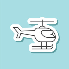 Helicopter sticker icon in line stroke flat style. Chopper vector illustration on isolated background. Transport sign business concept.