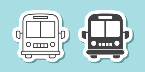 Bus sticker icon in flat style. Autobus vector illustration on isolated background. Transport sign business concept.