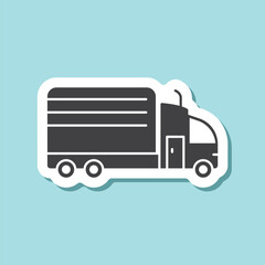 Truck sticker icon in flat style. Freight vector illustration on isolated background. Delivery sign business concept.