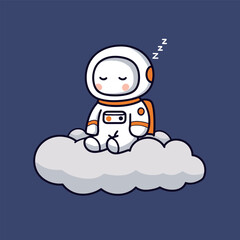 Cute Astronaut Sleeping on a Cloud in Space Illustrated Vector Icon Design for Creative Projects and Fun Artwork Concepts
