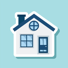 House sticker icon in flat style. Home vector illustration on isolated background. Building sign business concept.
