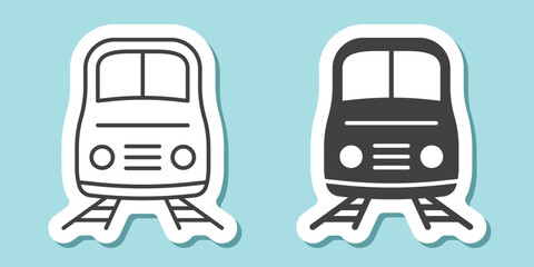 Metro train sticker icon in flat style. Subway vector illustration on isolated background. Transport sign business concept.