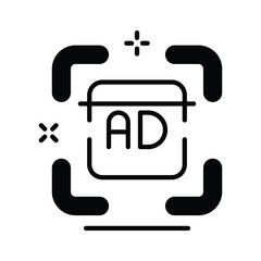 Sleek glyph icon of QR scan ads concept