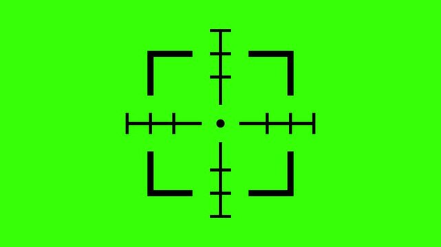 aim or target icon with green screen Sniper Scope Crosshair Animation Overlay with Rotating HUD Target Reticle and Circular UI Elements with chroma key Background for Video Editing FPS Gaming Effects