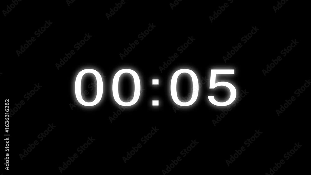 Poster digital alarm clock timekeeper or watch chronometer animation - animated stopwatch countdown 0 to 12