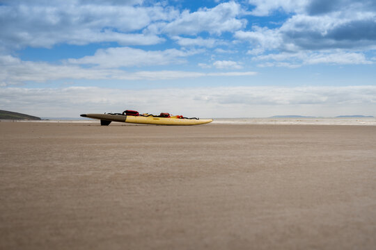 Lifeguard surf board at Amroth Beach