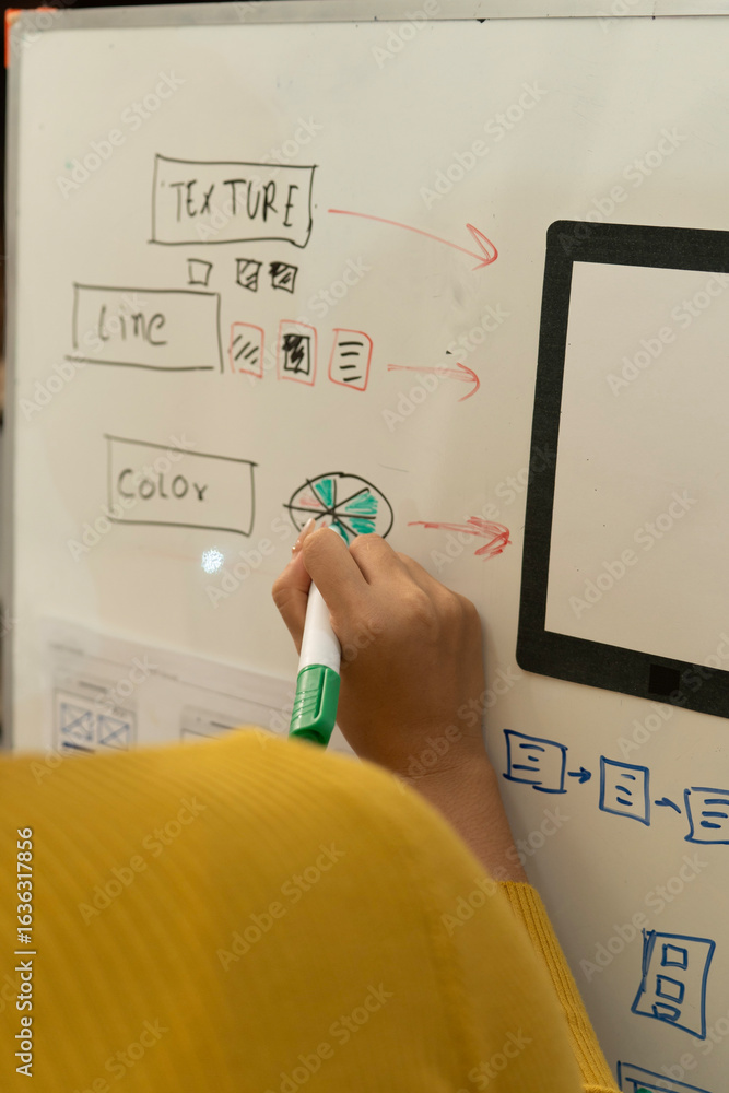 Wall mural creative web designer planning ui application and developing digital template