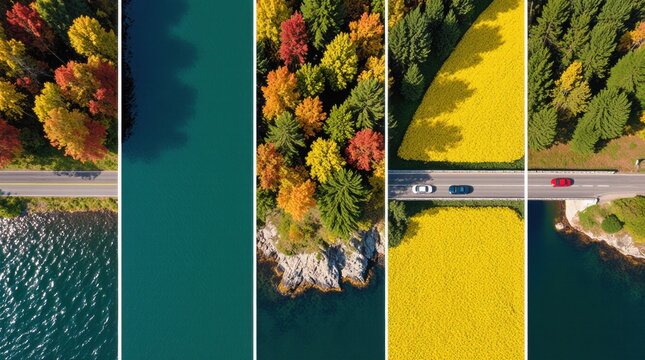 Split Landscape Aerial View with Road