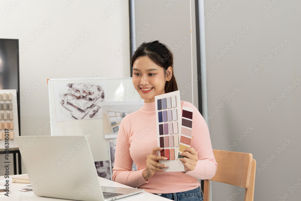 Wall mural creative web designer planning ui application and developing digital template
