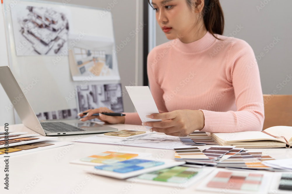 Wall mural creative web designer planning ui application and developing digital template