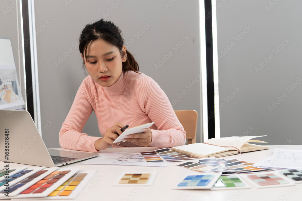Wall mural creative web designer planning ui application and developing digital template