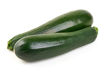 Two Green Zucchini, isolated on white background