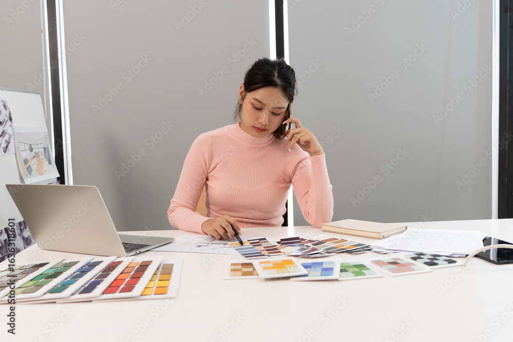 Wall mural creative web designer planning ui application and developing digital template