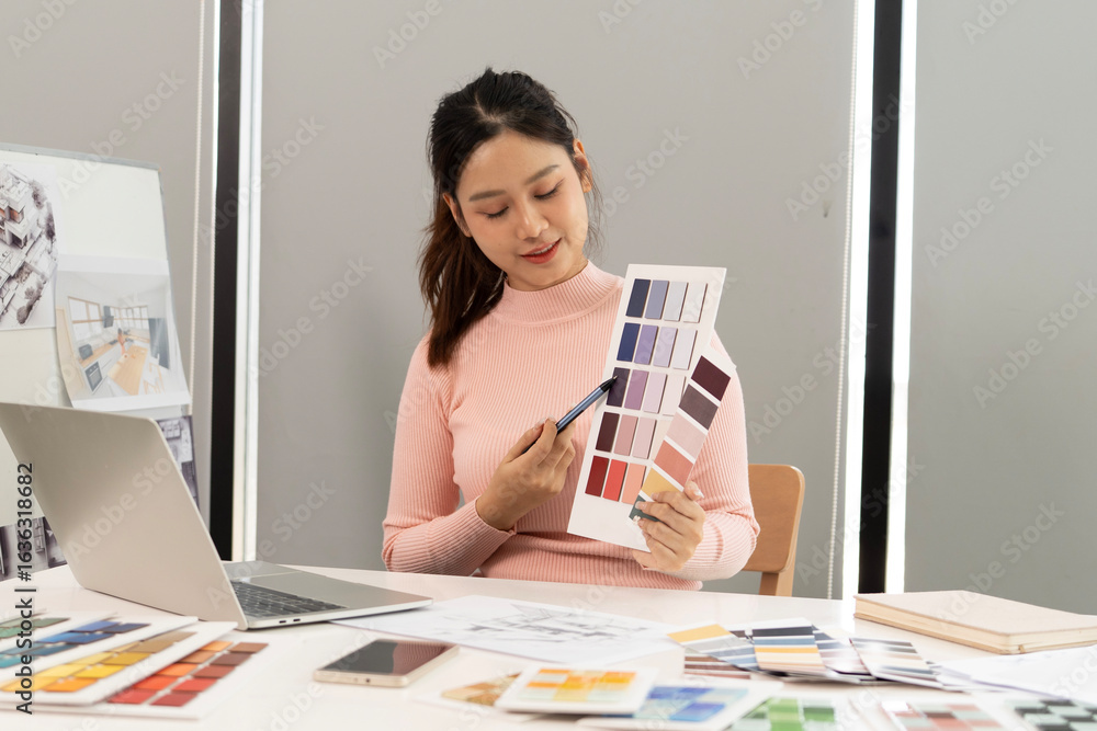 Wall mural creative web designer planning ui application and developing digital template
