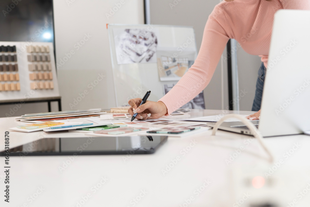 Wall mural creative web designer planning ui application and developing digital template