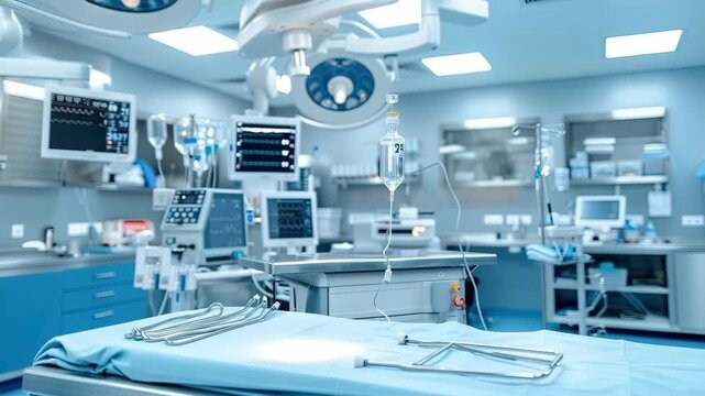 State-of-the-art surgical suite showcasing advanced equipment and a clean, organized space ready for medical procedures and patient care