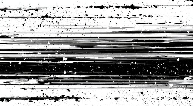 Abstract grayscale image with horizontal lines, splatter, and speckles
