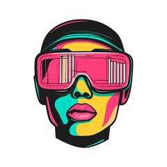 A vibrant, pop-art style illustration of a person in futuristic goggles. This image is perfect for websites or blogs about technology, virtual reality, cyberpunk, or music.

