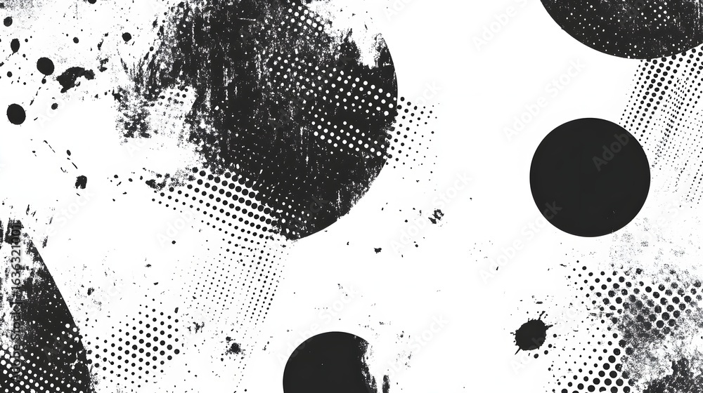 Poster dramatic and captivating abstract background featuring a bold black and white geometric halftone pat
