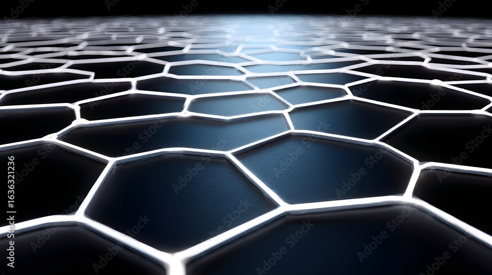 Poster close-up view of a hexagonal lattice pattern.