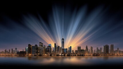 Fototapeta premium Futuristic Skyline with Dynamic Architecture Cityscape Digital Art Urban Environment Aerial View Innovation
