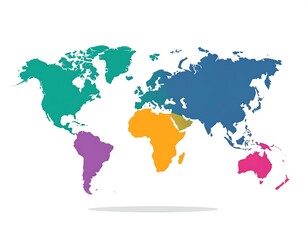 Obraz premium World map divided into colored continents