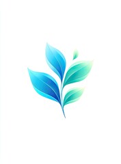 Fototapeta premium Abstract stylized leaves in shades of blue and teal, delicate design, evoking nature and health