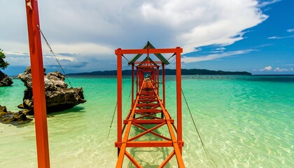 Fototapeta premium Tropical walkway over shallow water