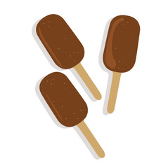 chocolate ice cream. ice cream with chocolate glaze and nuts on a stick.