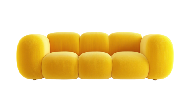 Yellow modern sofa isolated on transparent background