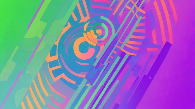 Cybernetic Pulse: A Diagonal Cascade of Vibrant Geometric Shapes - Powered by Adobe