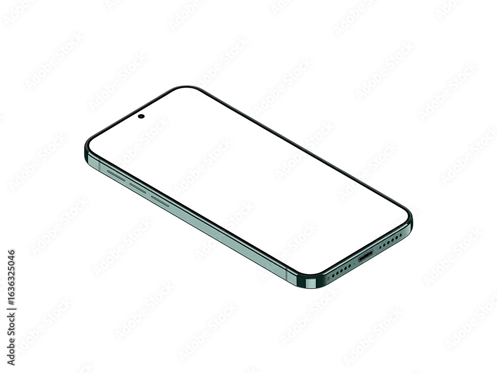 Poster modern smartphone with blank screen isolated on transparent background