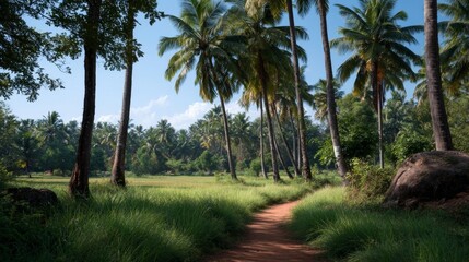 an kerala farmland with coconut trees