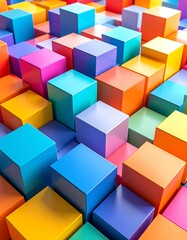 Obraz premium Abstract 3D Colorful Cubes Background, Modern Geometric Pattern